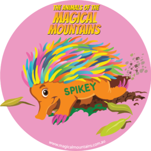 Spikey Echidna pink circle sticker - The Animals of The Magical Mountains
