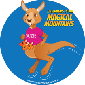 Suzie Roo blue circle sticker - The Animals of The Magical Mountains